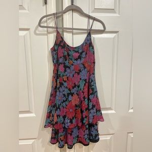 Vintage 90s A.J. Bari Floral Silk Ruffled dress